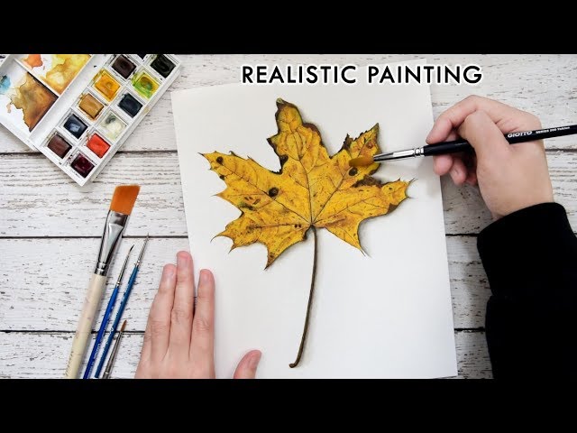 Realistic Watercolor Painting - Botanical Art (Maple Leaf)