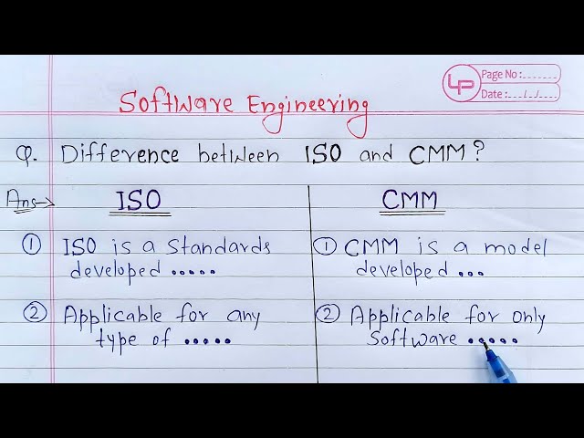 Difference between ISO and CMM | Software Engineering