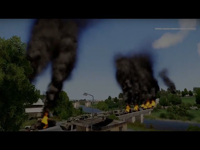 Massive fire!! Dozens of enemy armored Vehicles Destroyed on the bridge  • Destroy Targets