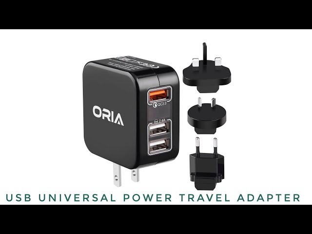 Universal USB Power Adapter ► Worldwide Travel Adapter (US/UK/EU/AU) ◄ Apple Samsung Google Oria