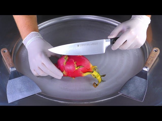 ASMR - Dragon Fruit Ice Cream Rolls | oddly satisfying Pitaya fried Ice Cream with scratching Sounds