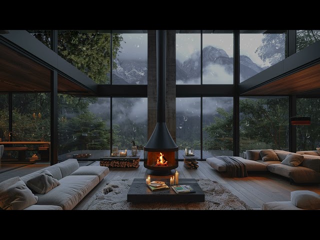 Cozy Cabin in the Forest on a Rainy Day ☕Jazz Music Helps Relax, Sleep Well, Relax