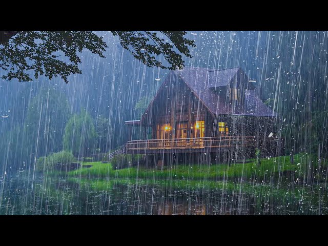 Rain Sounds for Sleeping - Heavy Rain, Strong Wind and Thunder on the Roof at Night - Rain Sound