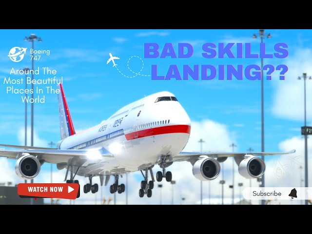 BAD SKILLS Airplane Landing!! South Korea Airlines Boeing 747 Landing at Melbourne Airport