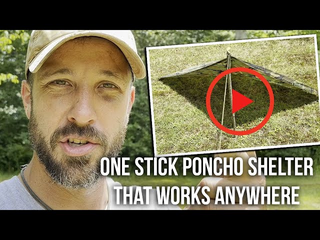 One Stick Poncho Shelter That Works Anywhere