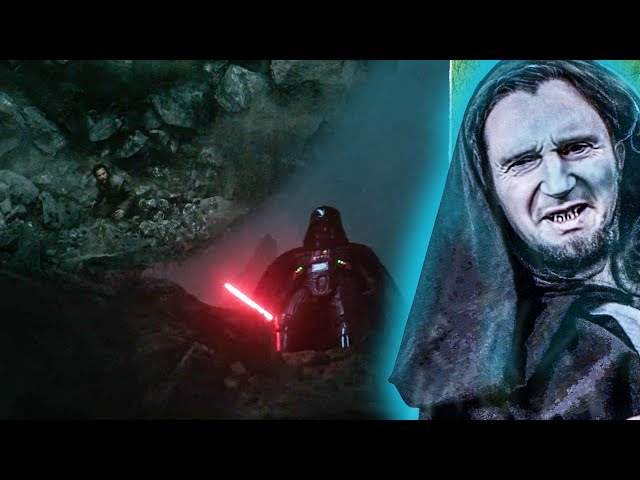 Qui Gon reacts to Vader getting the high ground