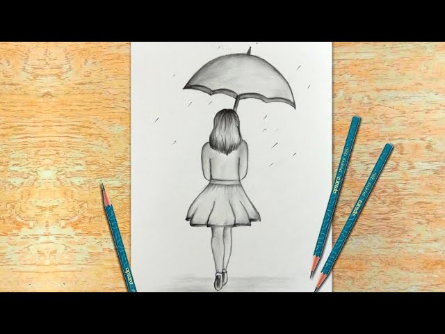 Girl With Umbrella | Easy Pencil Drawing for Beginners | Creative Drawing Ideas | #39