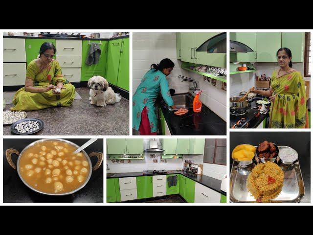 Sunday Vlog | Veg Biriyani | Senai kizhangku Vadai | Paal Kozhukkattai | Night Kitchen Cleaning