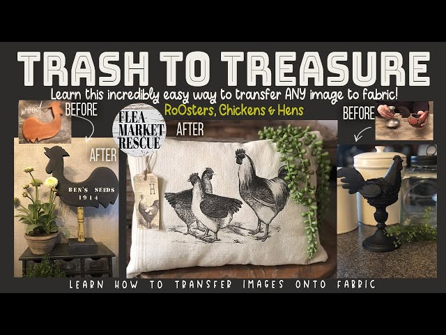 TRASH TO TREASURE DIY THRIFT STORE HOME DECOR MAKEOVER - HOW TO TRANSFER ANY IMAGE TO FABRIC