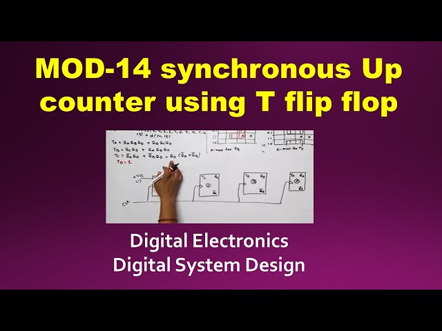 MOD-14 Synchronous Up Counter Using T flip flop | MOD 14 Synchronous counter