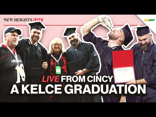 Jason and Travis chug beers, accept diplomas and give rousing speeches at honorary UC graduation