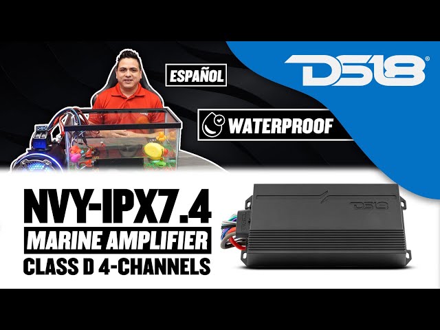 DS18 HYDRO NVY-IPX7.4 Full-Range Class D Marine 4-Channel Amplifier  (SPANISH)