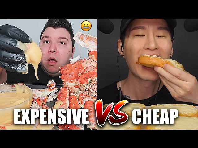 mukbangers eating CHEAP VS EXPENSIVE meals