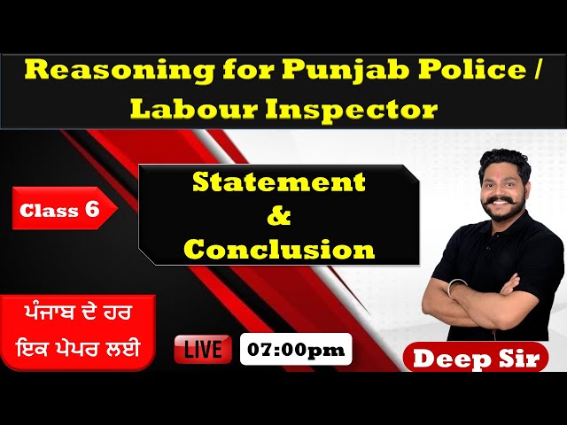 Reasoning for Punjab Police | Analytical reasoning for Labour Inspector | Reasoning by Deep Sir