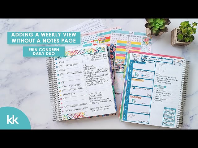 How to Add a Weekly Spread to a Daily Planner WITHOUT the Extra Notes Page in Erin Condren Daily Duo
