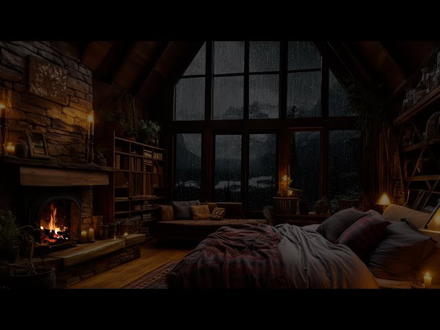 Rainy Night with Soothing Rain and Fireplace Ambience for Better Sleep - 99% Instanly Fall Asleep