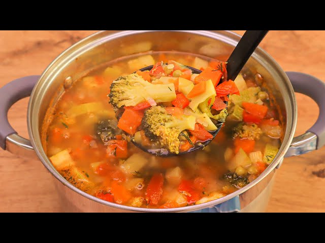 Eat vegetable soup day and night and lose weight quickly! Vegan vegetable soup! Healthy eating