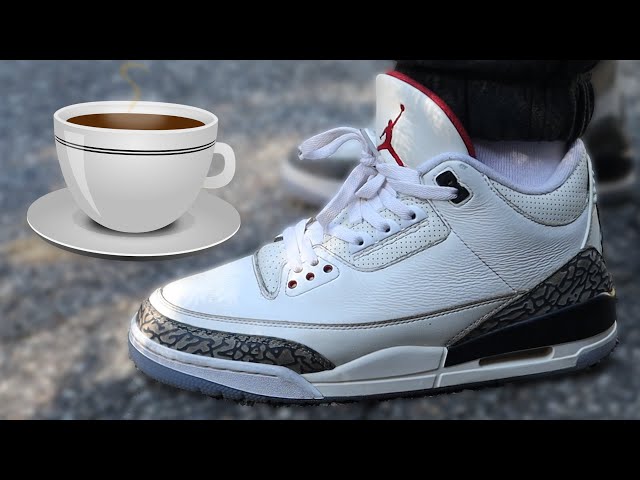 Coffee Dip/Dye Sneakers Tutorial! White & Black Cement Air Jordan 3 // #sneakers #coffee #tutorial