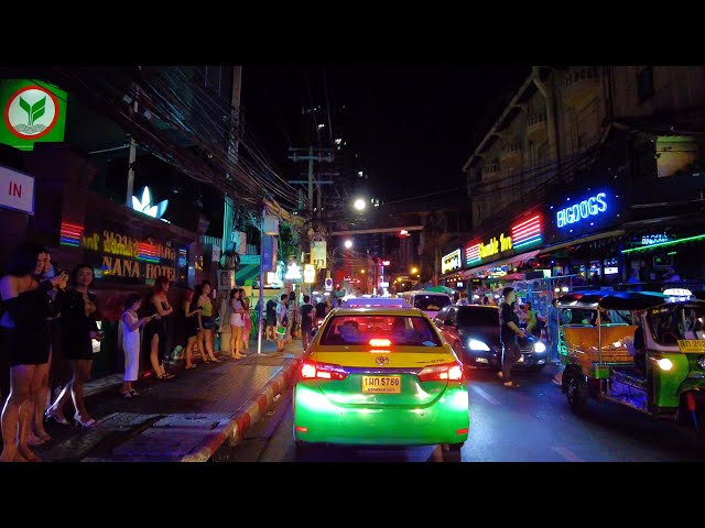 4K 🇹🇭 Bangkok's Most Famous Nightlife Street at Midnight | Night Driving Tour