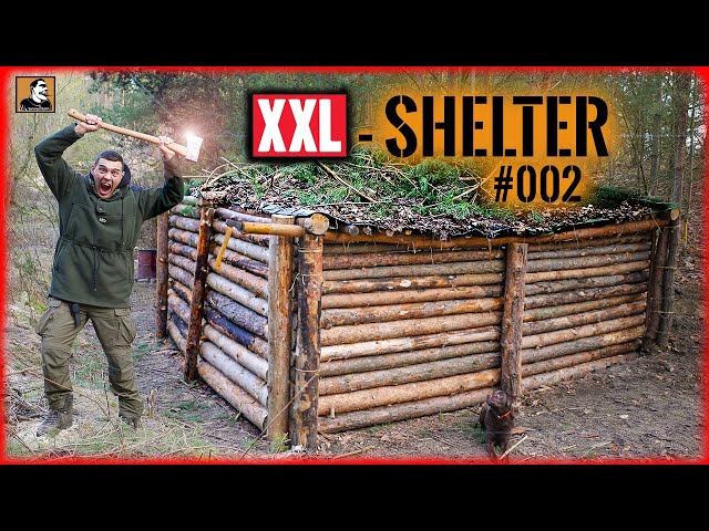 XXL SHELTER bauen #002 | Bäume fällen | Außenwände bauen | Bushcraft Übernachtung | Survival Mattin