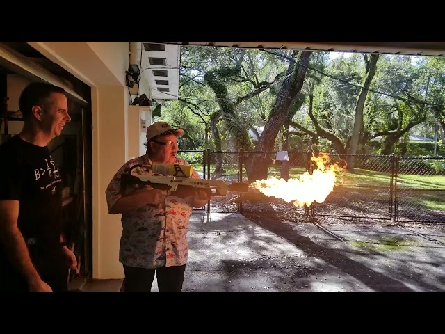 Derek De Ville and Ky Michaelson Flame thrower.