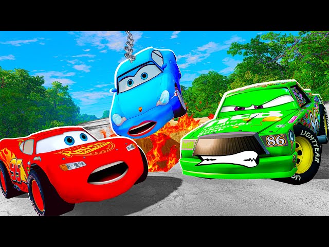 Lightning McQueen and MATER vs Chick Hicks Pixar cars  in  BeamNG.drive