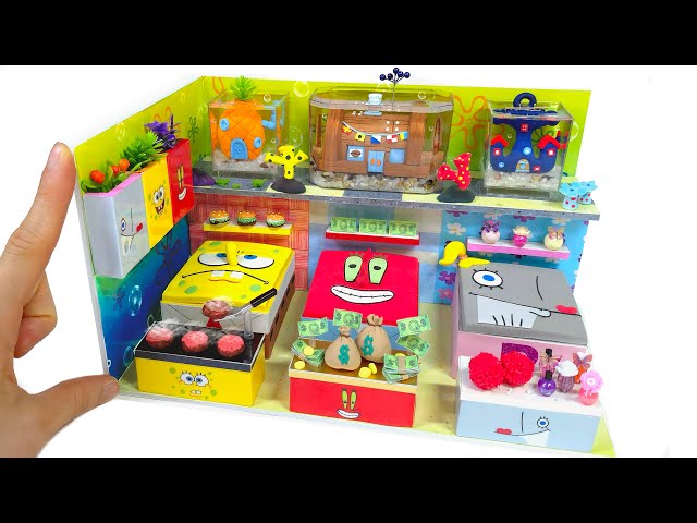 #diy DIY Miniature Spongebob♥Mr.Krabs♥Pearl Board House # Making Spongebob vs Mr.Krabs and pearl♥