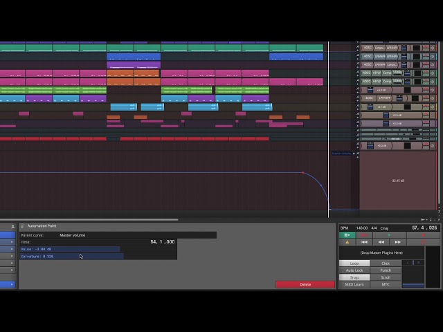 Tracktion Waveform 11 Free: Automating Master Volume and Plugins (Video 14)