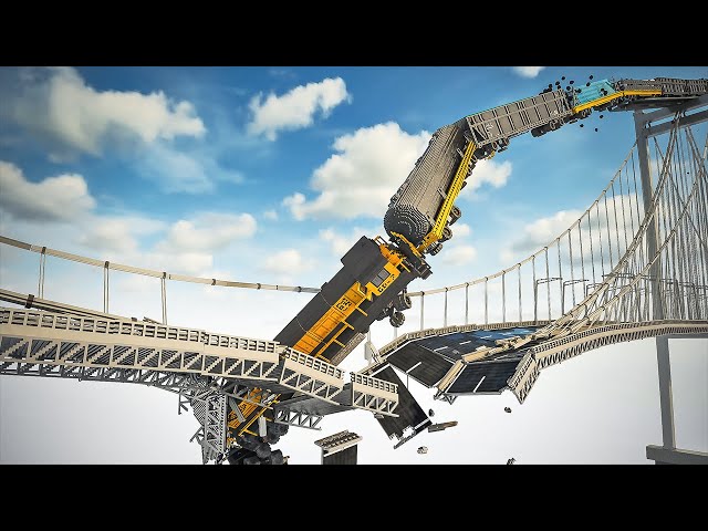 Trains DLC Falls on Dynamic Suspension Bridge | Teardown