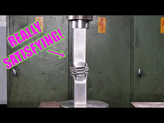 Crushing Long Steel Pipes with Hydraulic Press | REALLY SATISFYING!