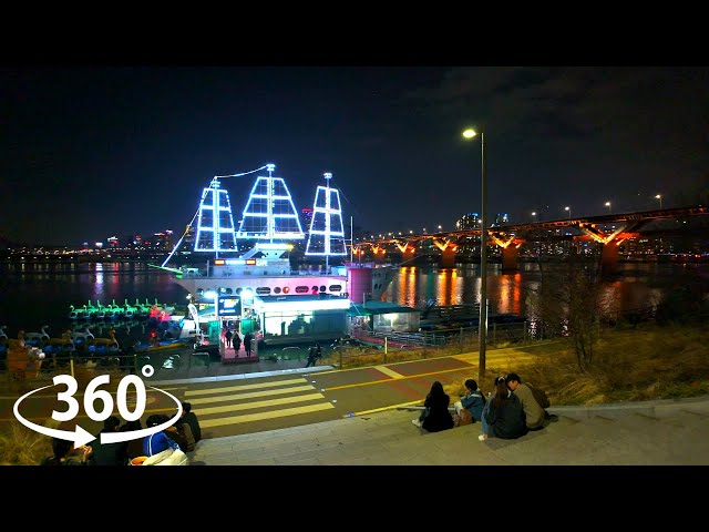 Han River. night walking along the Han River, Cheongdam Bridge | Seoul Korea 360° VR 6K