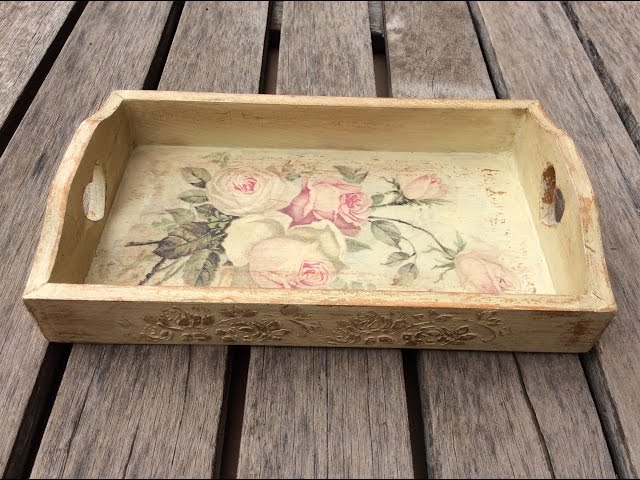 How to decore a tray with decoupage and distressed paint