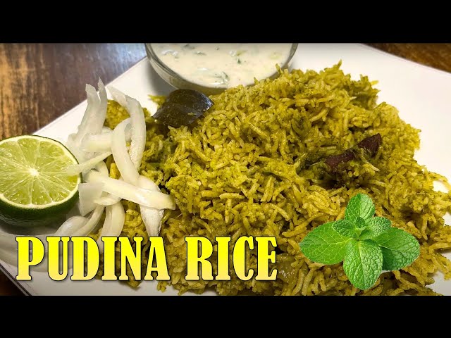 Pudina (Mint) Rice - Flavorful and aromatic rice dish made with fresh mint leaves (pudina)
