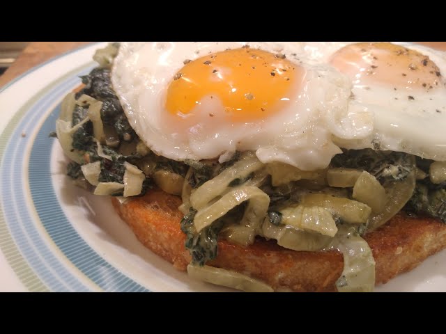 Creamed Wild Greens/Nettles on Toast with an Egg or Two