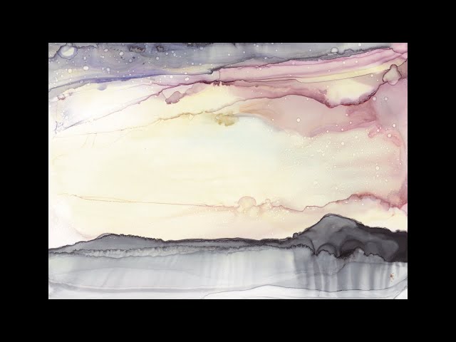 ALCOHOL INK Abstract Landscape Painting on YUPO paper