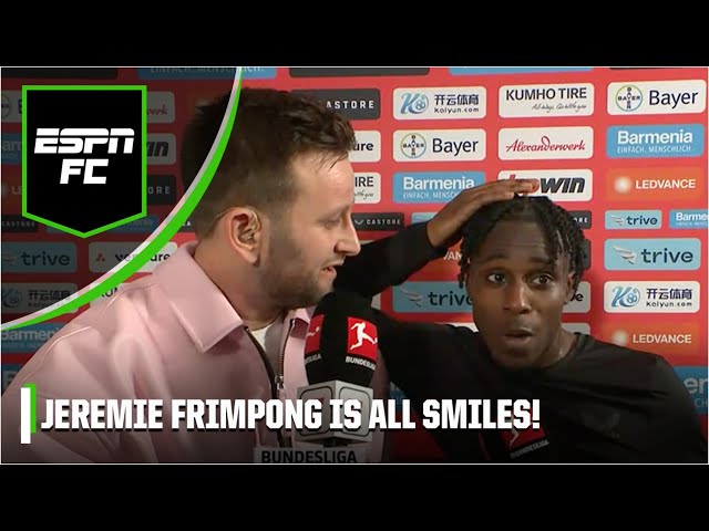 Jeremie Frimpong’s JUBILANT INTERVIEW after Leverkusen make history | ESPN FC