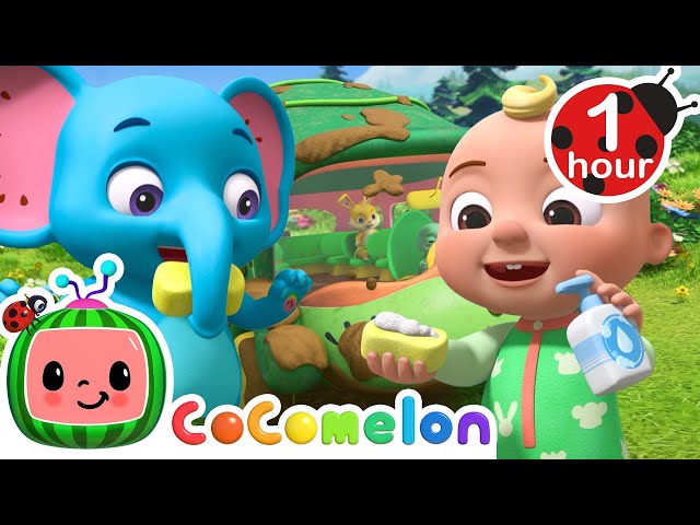 Bus Wash Song | CoComelon Animal Time - Learning with Animals | Nursery Rhymes for Kids
