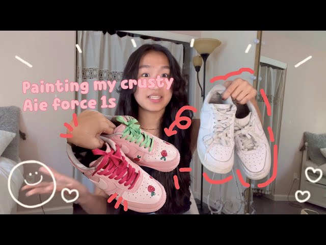 PAINTING my crusty old AF1s!!!🍓👟💕🍓👟💕 took inspo from this vid https://youtu.be/QjzhG8olPdo