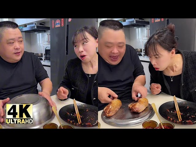 Funny Husband and Wife Eating Show - Epic Food Battle! 🤣😂#asmr #美味しい食べ物#食べ物