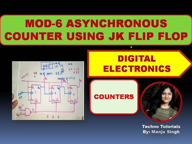 Mod-6 Asynchronous  counter using JK Flip Flop | MOD 6 COUNTER | Divide by 6 counter