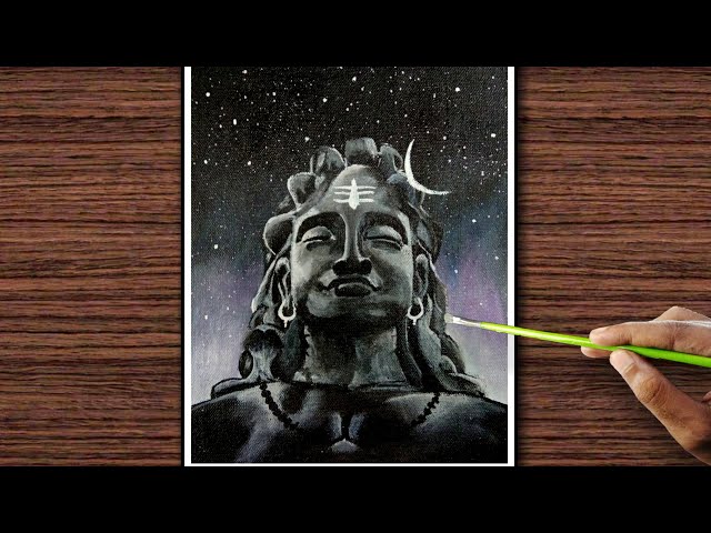 Lord Shiva Drawing / Adiyogi Shiva Statue / Acrylic Painting / Easy Drawing for Beginners #18