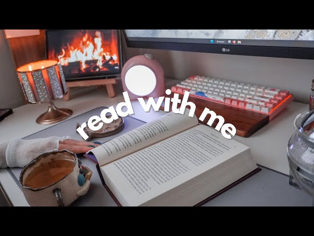 read with me 📖☕️ crackling fireplace + rain ambiance, real-time, no music | 45 minutes