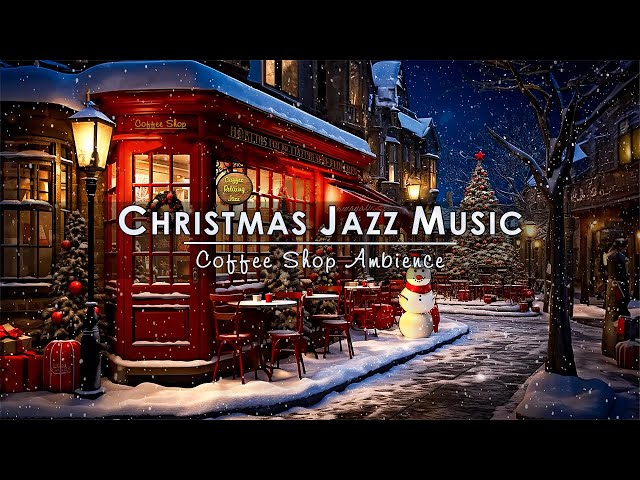 Smooth Christmas Jazz Music with Snowing Ambience to Relax ☕ Cozy Christmas Coffee Shop Ambience