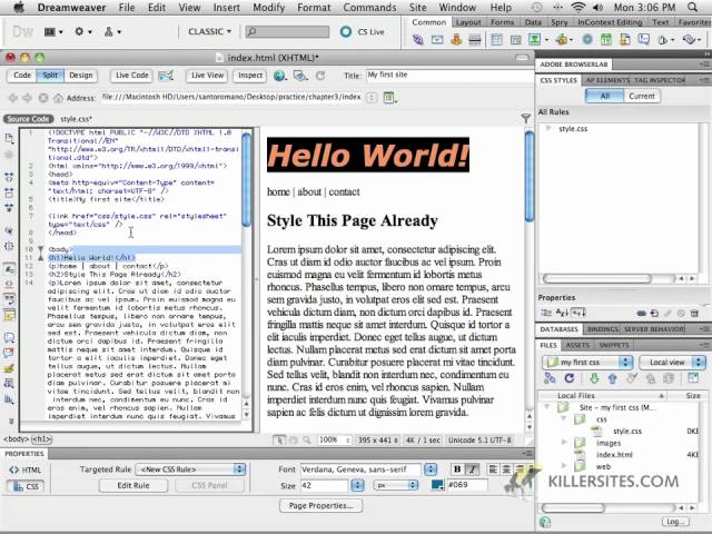 Dreamweaver CS5 - External CSS Part 2