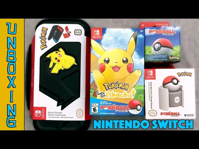 UNBOXING! Pokemon Let's Go Pikachu with Poke Ball Plus Bundle, Hori Charge Stand and More!