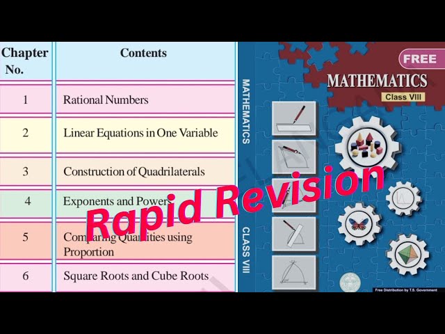 8thclass texbook| Rapid revision|Rational number|Linear equation one variable|square roots&cubeRoots