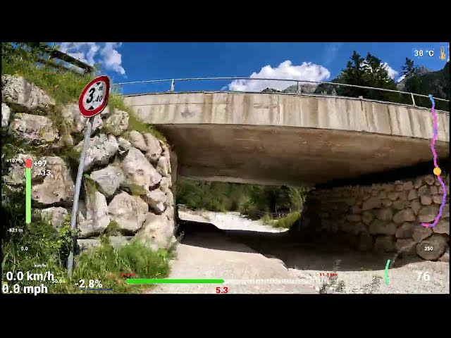 Indoor Cycling Fat Burning Workout Lake Tour Dolomites Telemetry Overlay 4K Video