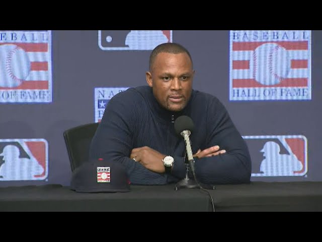 Adrian Beltre speaks after he was voted into the Baseball Hall of Fame