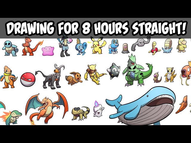 HOW MANY POKEMON CAN I DRAW IN 8 HOURS?!