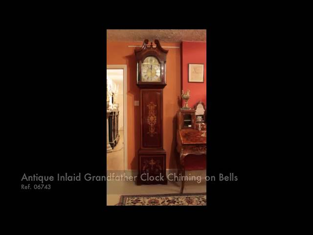 Antique Inlaid Grandfather Clock Chiming on Bells